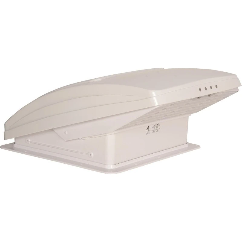 

Deluxe - All-In-One RV Vent, Shield & Fan; Built-In Rain Shield, 10 Speed Reversible Fan with Thermostat, Fits Standard