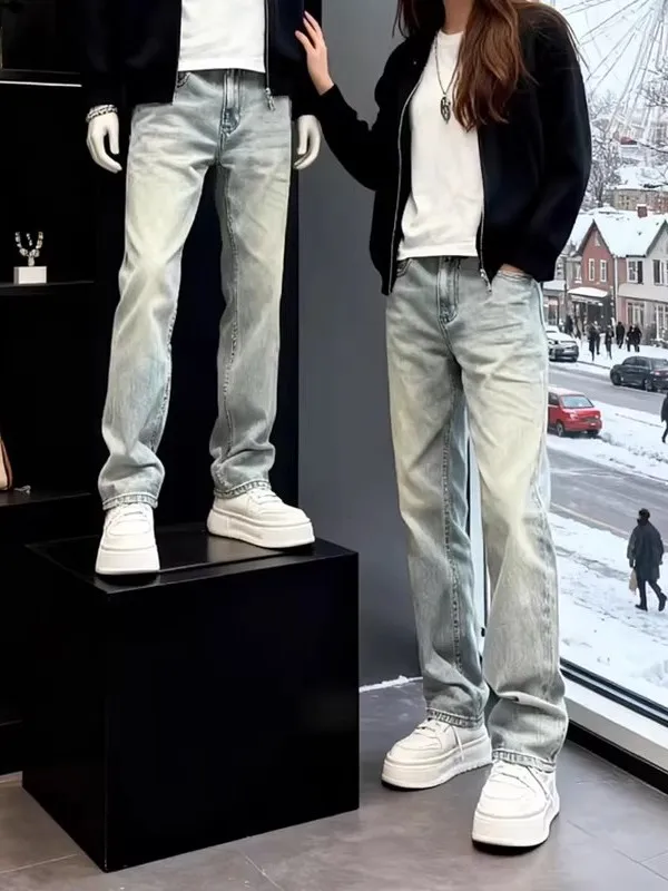 

Мужские джинсы Slim Fit светло-голубого цвета, прямого кроя, модные брюки в стиле High Street, весенние, стильные, облегающие, длинные брюки CleanFit