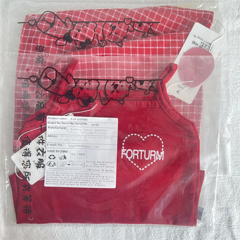 Summer Kids Boutique Clothes Baby Girls Cute Red Heart Embroidery Suspenders + Plaid Skirt 2 Piece Sets Kawaii Outfit Set 2-8y