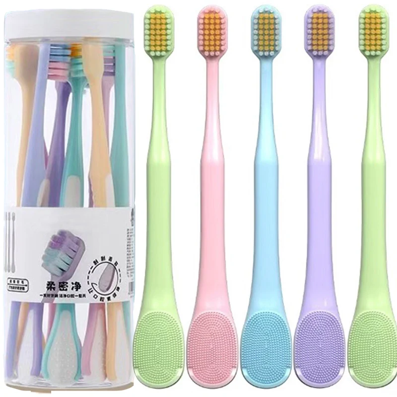 

1/5/10pcs Dual-head Manual Soft Bristled Toothbrush Tongue Coating Brush for Everyday Deep Cleaning Oral Care Tools Color Random