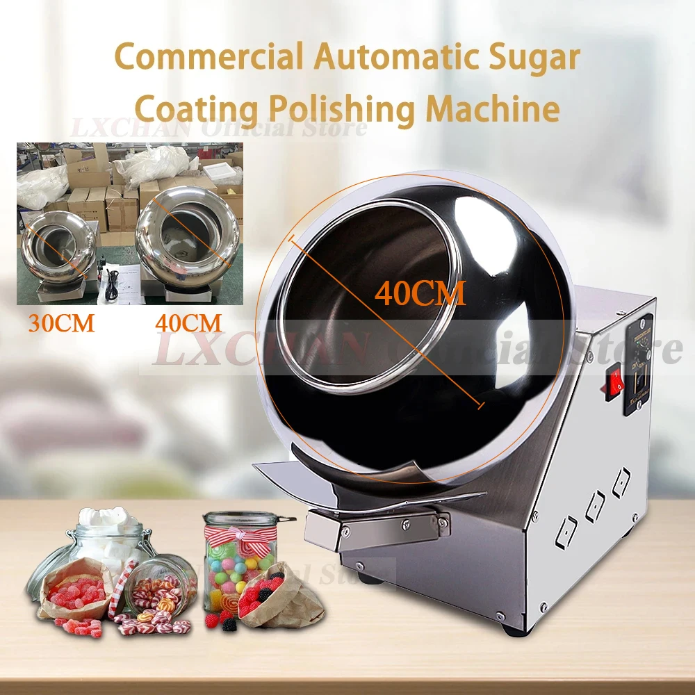 

LXCHAN 40cm Roller Chocolate Sugar Coasting Machine Commercial Small Candy Coater Machine Chocolate Dragee Machine