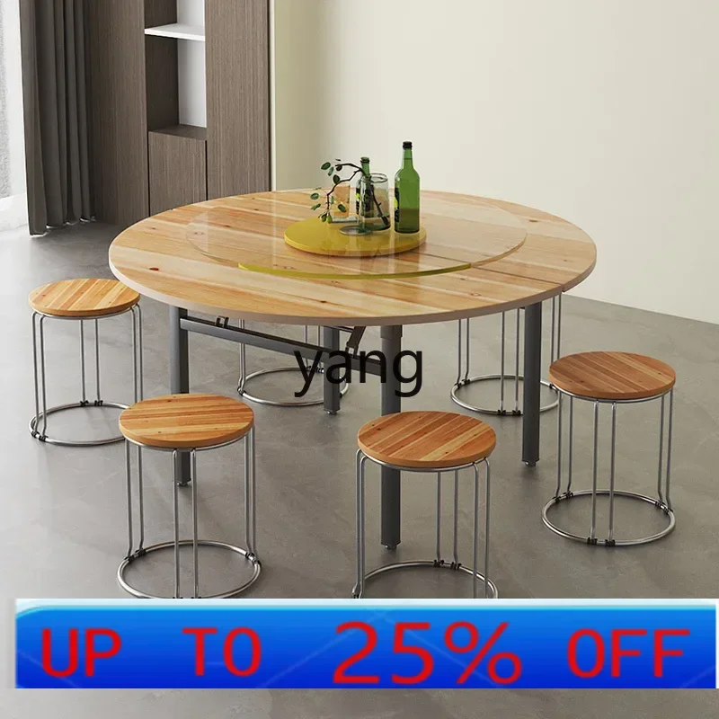 

Lcx thickened solid wood folding large round table for 15 people 20 dining table with turntable