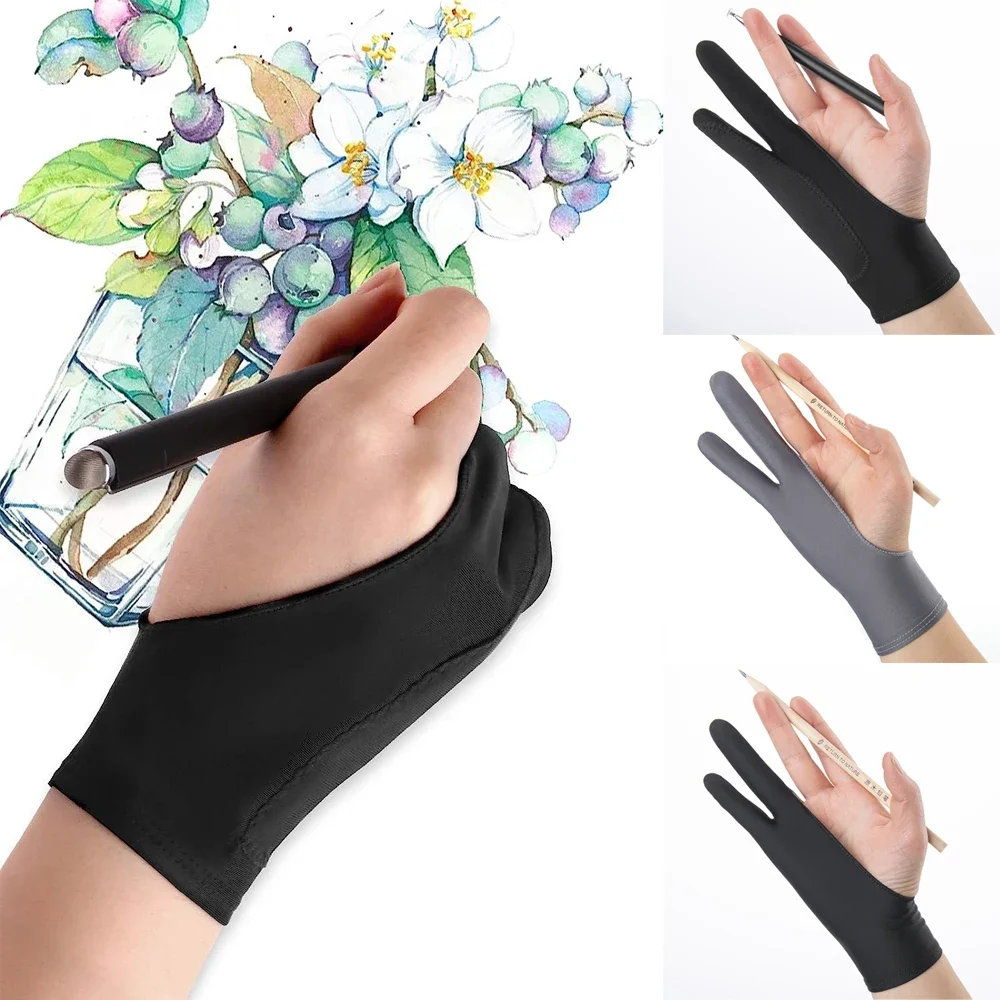 1Pcs Artists Gloves Two Finger Sketch Glove Anti Smudge Drawing Gloves Paper Sketching, Monitor Painting for Left & Right Hand