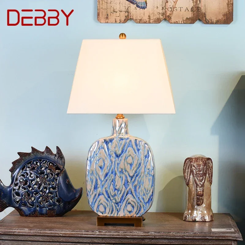 

DEBBY American CeramicTable Lamp Retro Creativity Living Room Bedroom Study Hotel Engineering Designer Desk Lighter Desk Light