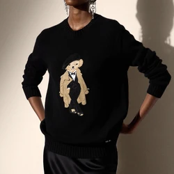 Trench Teddy Bear Knit Sweater Women Loose O-neck Pullover Autumn Winter Long Sleeve RL Tops Coat Cashmere Knitwear Clothing