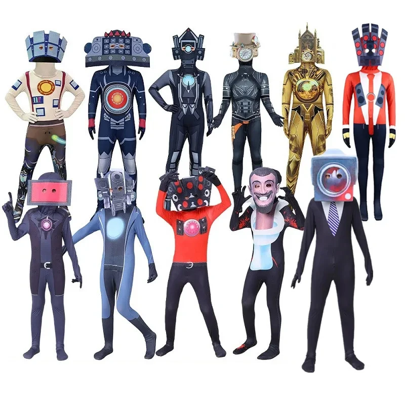

♥AA Skibidi Clock Toilet Cosplay Costume Game Speaker Tv Man AudioMan CameraMan Costumes Jumpsuit Mask Halloween fo New 2026
