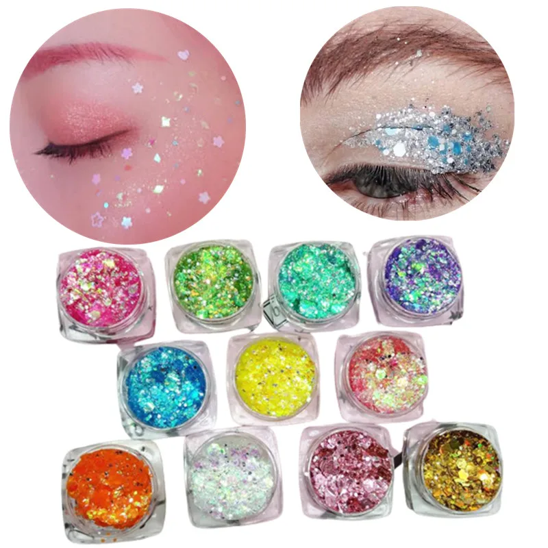 Glitter Eyeshadow Gel Makeup Nail Art Mermaid cekiny Shimmer Diamond Eye błyszcząca skóra wyróżnienia twarz ciało brokat