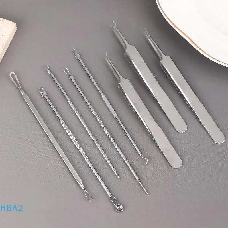 【H】5/7/8 Stuks Ultrafijne Cel Puistjes Mee-eter Clip Pincet Schoonheid Gezicht Gezondheid Salon speciale Comedondrukker Acne Naald Tool