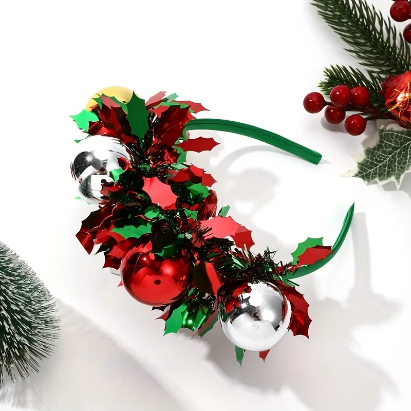 Christmas Headdress – Sequin Bead Hair Headband for Holiday Season – Christmas Decor & Party Favors – 1pc