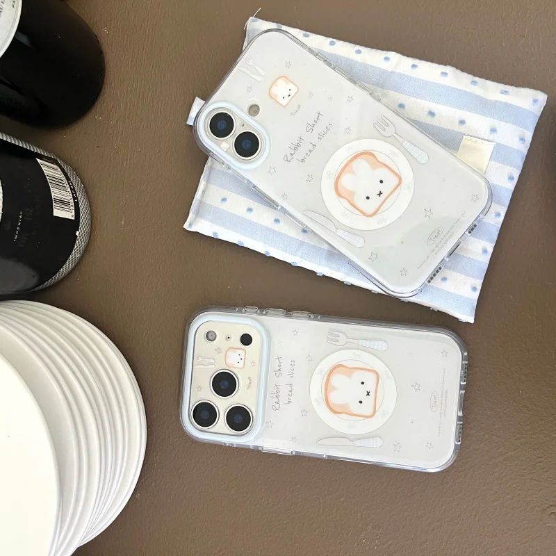 Korean Cartoon Bread Miffy Rabbit Phone Case For iPhone 17 Pro 16 15 Pro Max Protective Cover Fashion Shockproof Cute Cases 16 P