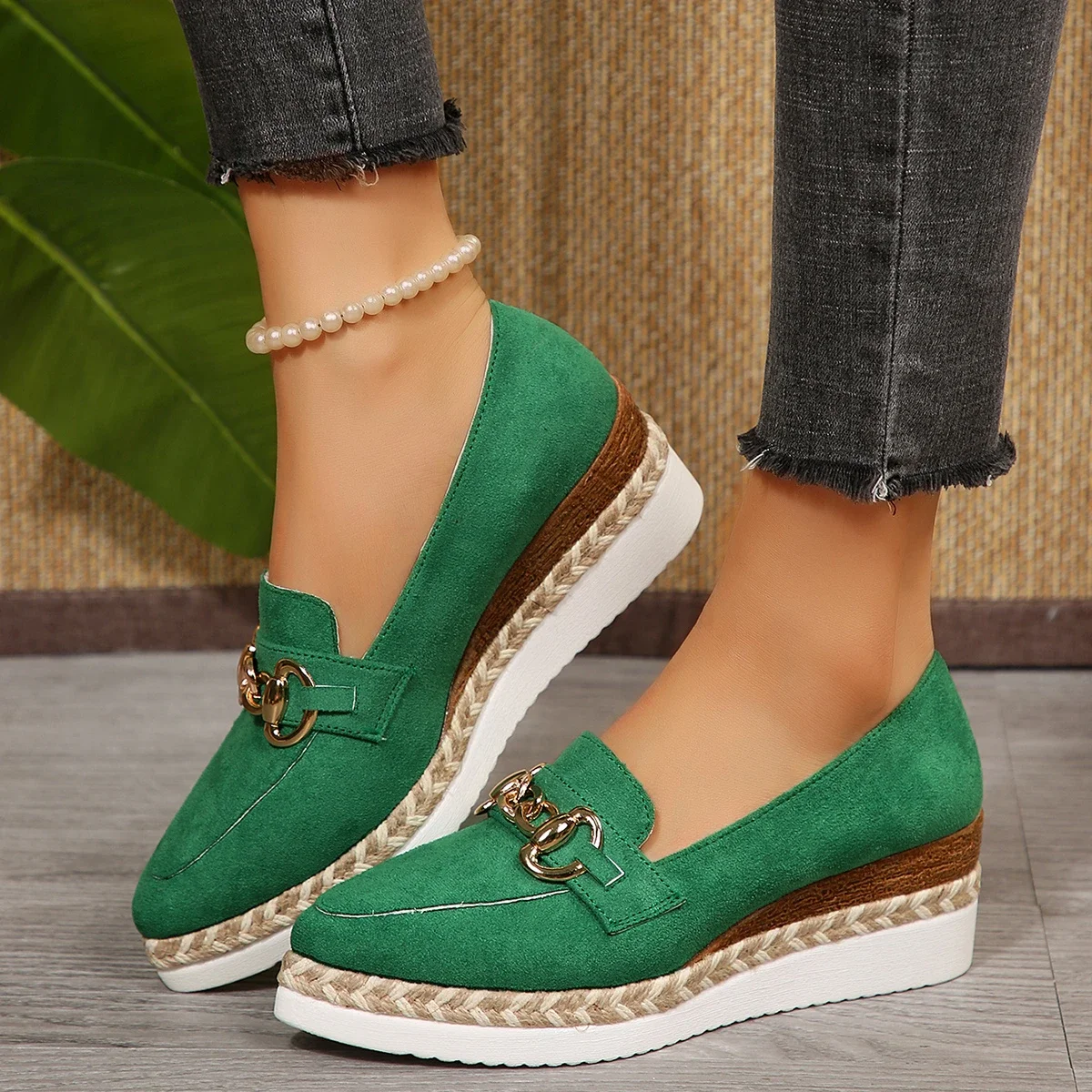 

Women Casual Shoes Heeled Wedge Wedge Heels Sneakers Women Retro Deep Mouth Platform Office Sneakers Women Zapatos De Mujer