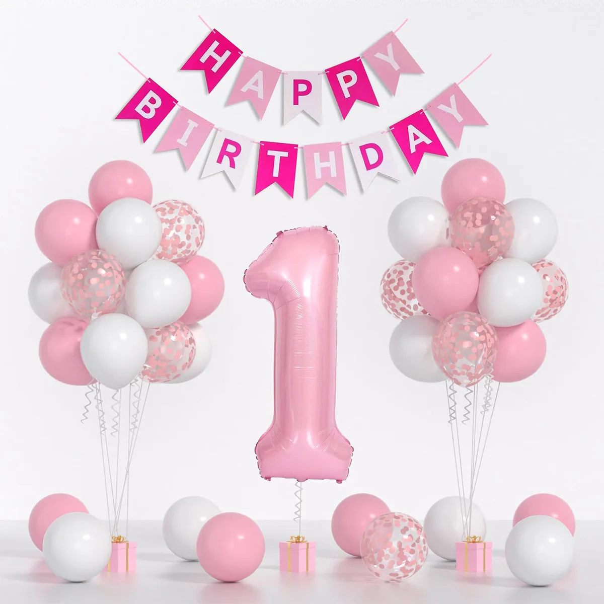 1set Happy Birthday Banner Balloons 1st Birthday Party Decorations Kids Boys Girls First One Year Anniversary Party Supplies