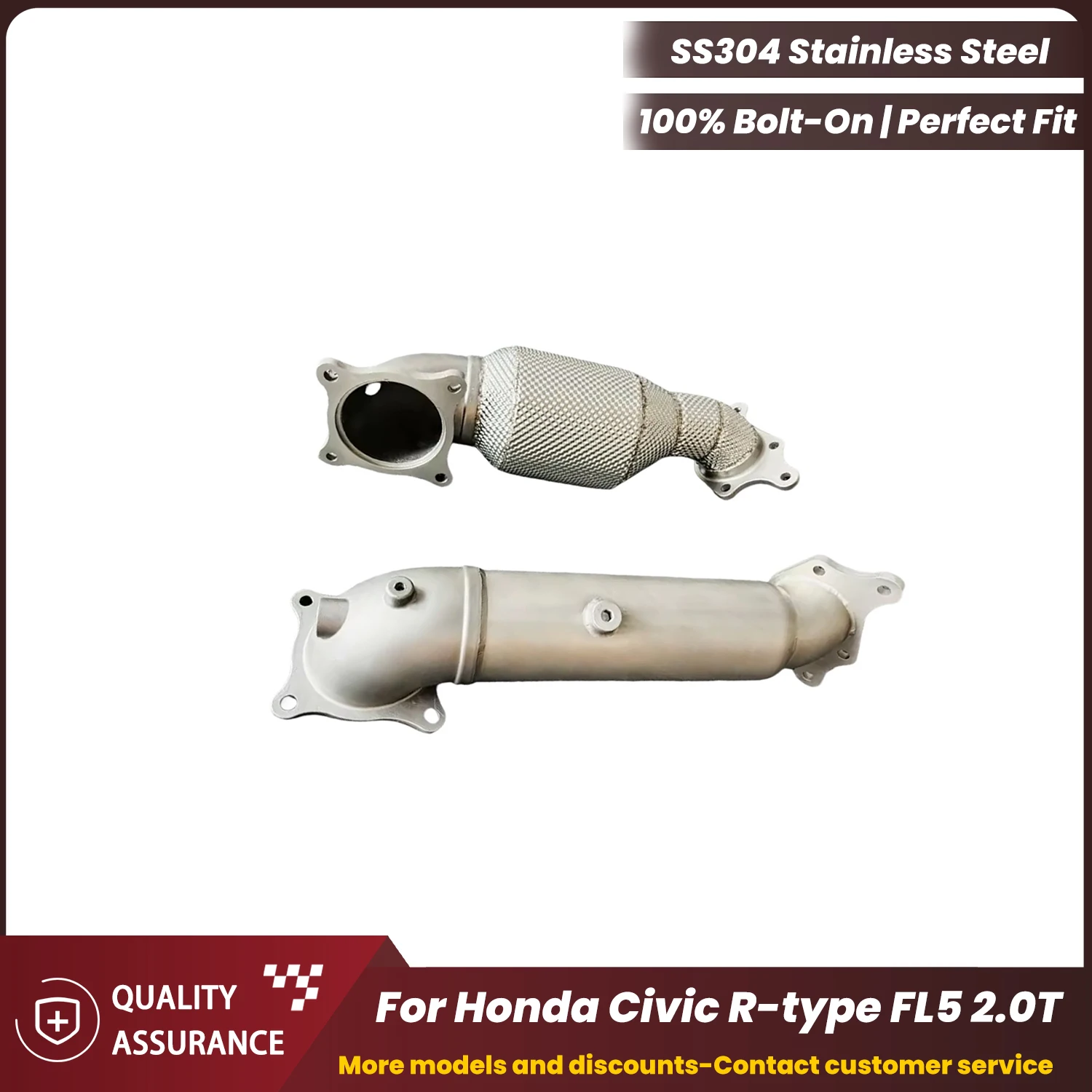 

ECCF Downpipe With Heat Shield For Honda Civic R-type FL5 2.0T Aggressive Exhaust Sound High Flow Performance Upgrade