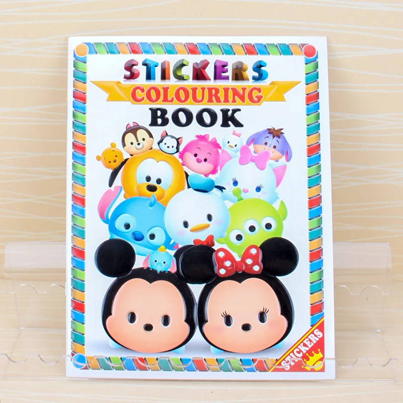 Disney Anime Cartoon Drawing Coloring Book McQueen Car Princess Mickey Spidermans A4 Painting Book with Stickers Kids Toys Gifts