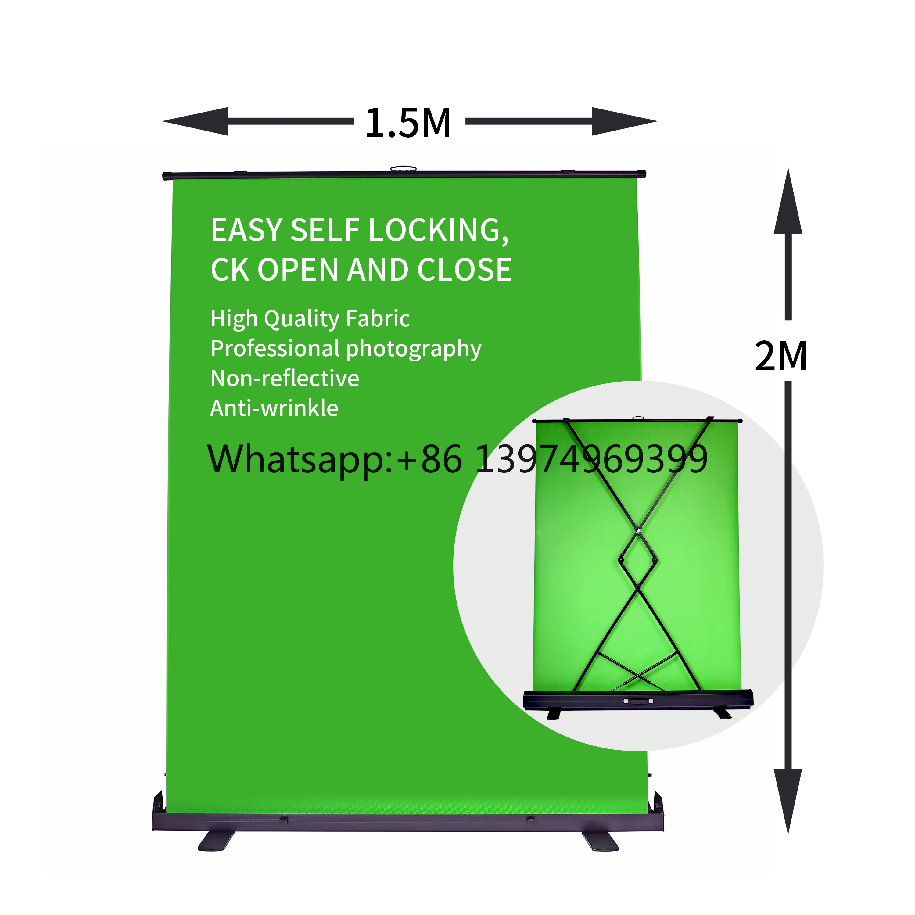 Studio Kit with Stand Lights Backdrop Portable Collapsible Pull up Chroma Key  Photographic Background Screen for Streaming