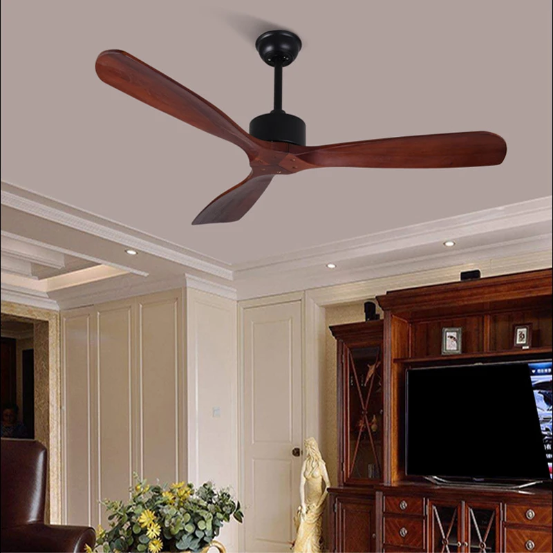 White Wooden Ceiling Fans Without Light Wooden Simple Ceiling Fans DC Remote Control Room Loft Fan Ventilateur De Plafond