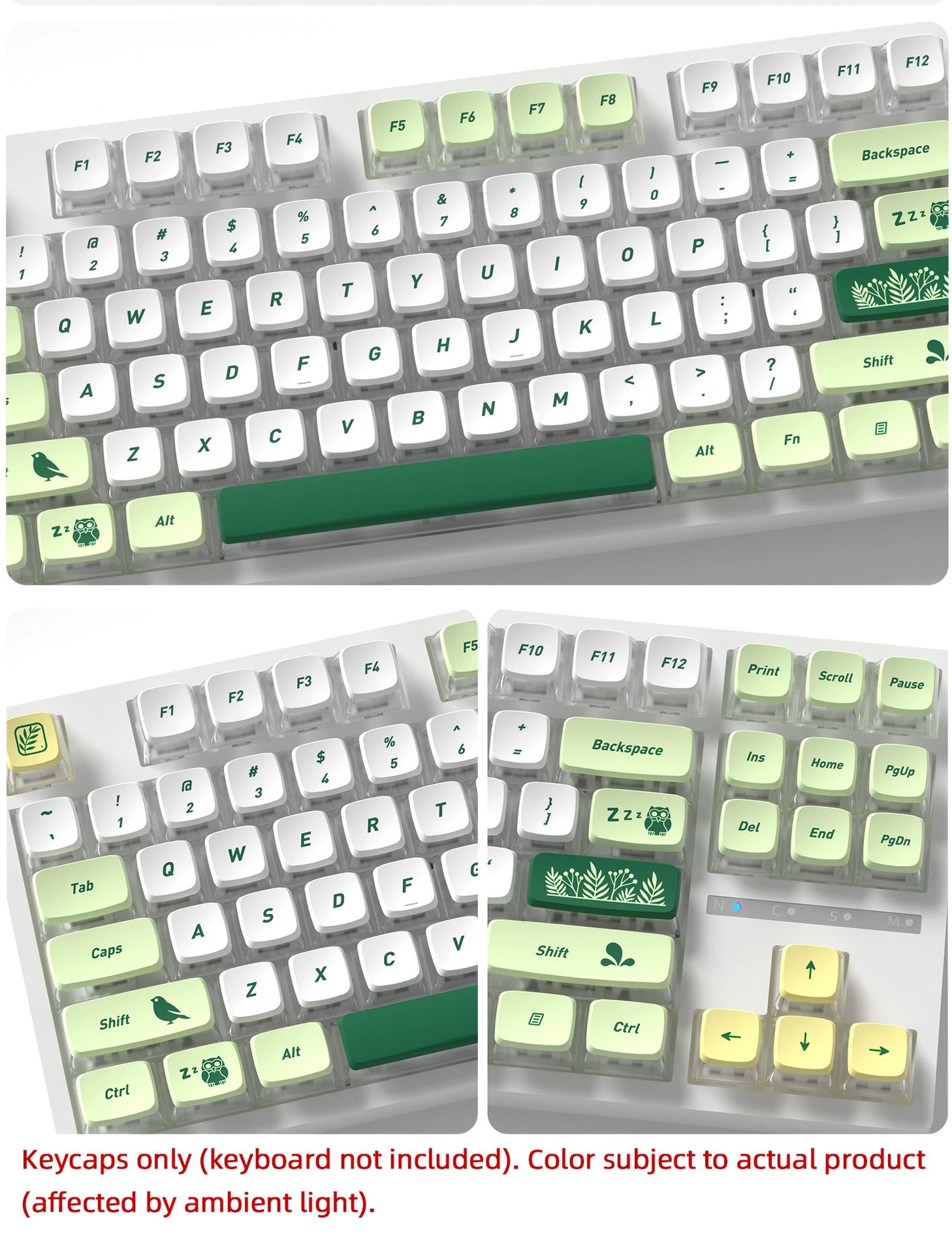 Botanical Garden Four-Sided Backlight Keycaps 132 Keys PBT+PC Material CBSA Profile For MX Switch Mechanical Keyboard Keycaps 5