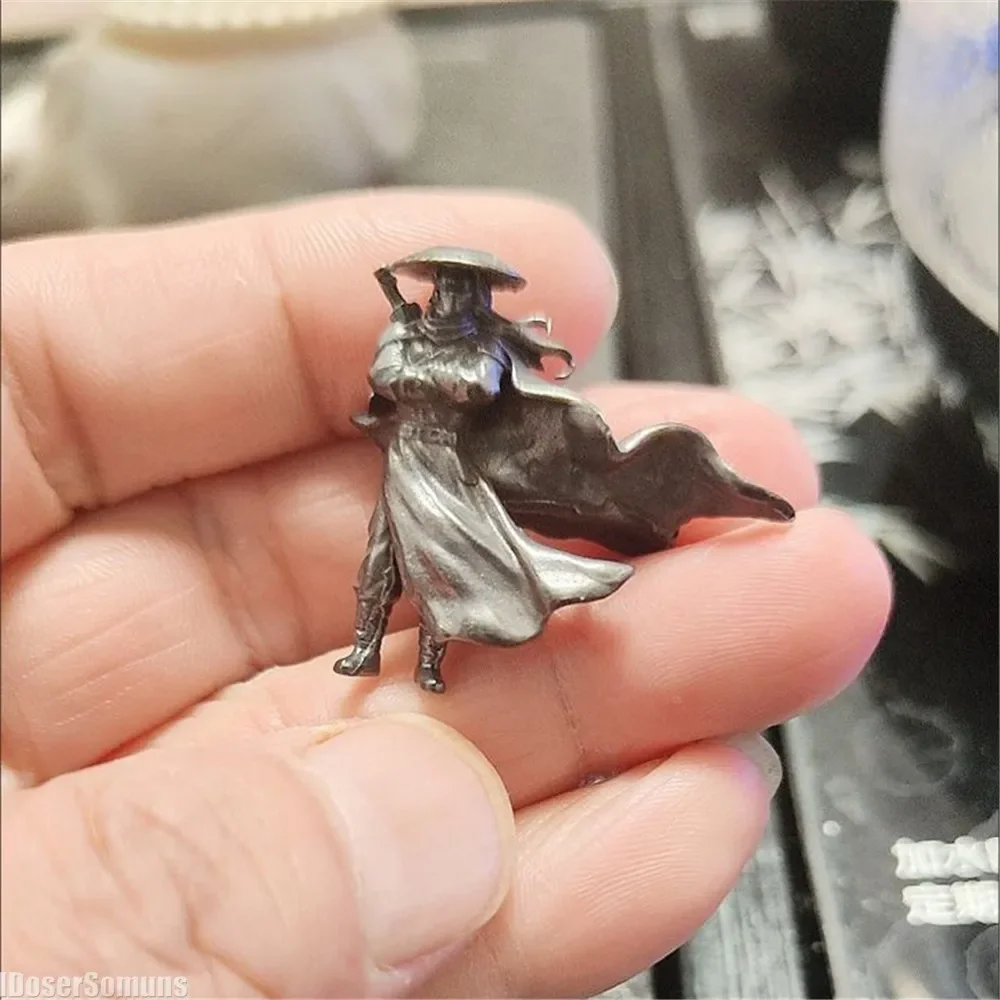 1:64 Copper Chinese Kung Fu Swordsman Figure Desk Decoration Fairy Garden Miniatures for Plant Decoration Sand Table Layout Gift