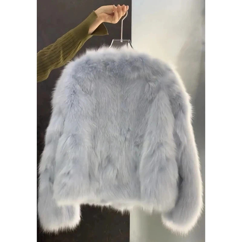 جديد 2025 معطف فرو الثعلب التقليد للنساء معطف فرو غير رسمي على الموضة للنساء شتاء دافئ قصير سترة فرو ملابس خارجية فضفاضة للنساء
