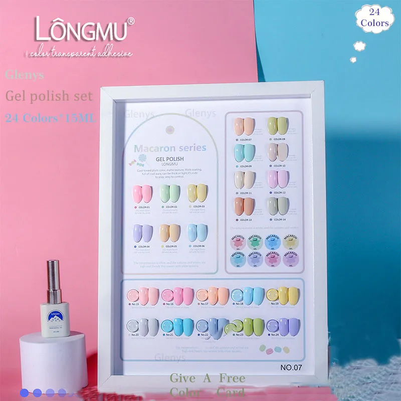 Gleys-esmalte de uñas Makaron luminoso, 24 colores, último gel de inmersión semipermanente, UV LED, juego de barniz para uñas, venta al por mayor, 15ml