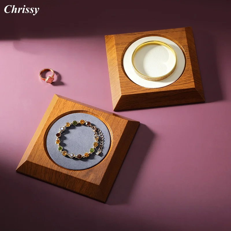 

Wooden Jewelry Display Tray, Multi-Purpose Necklace Ring Bracelet Jade Storage Showcase Organizer for Counter Top