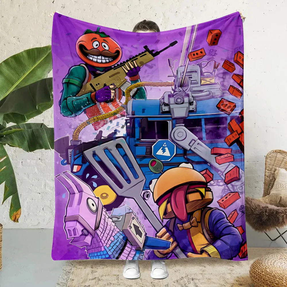 Fortnite 3D Cartoon Print Blanket, Couvertures de pique-nique, Couverture chaude, Couverture douce et confortable, Maison, Voyage, Cadeau d'anniversaire