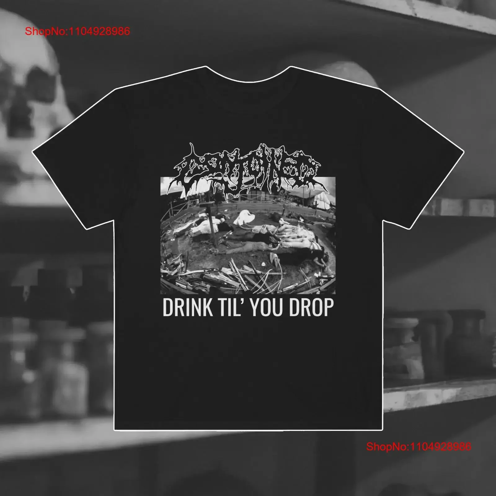 Drink Til' You Drop T Shirt Jonestown Jim Jones vintage Washed fashion Stylish graphic Slightly Top For Everyday Wear Unisex
