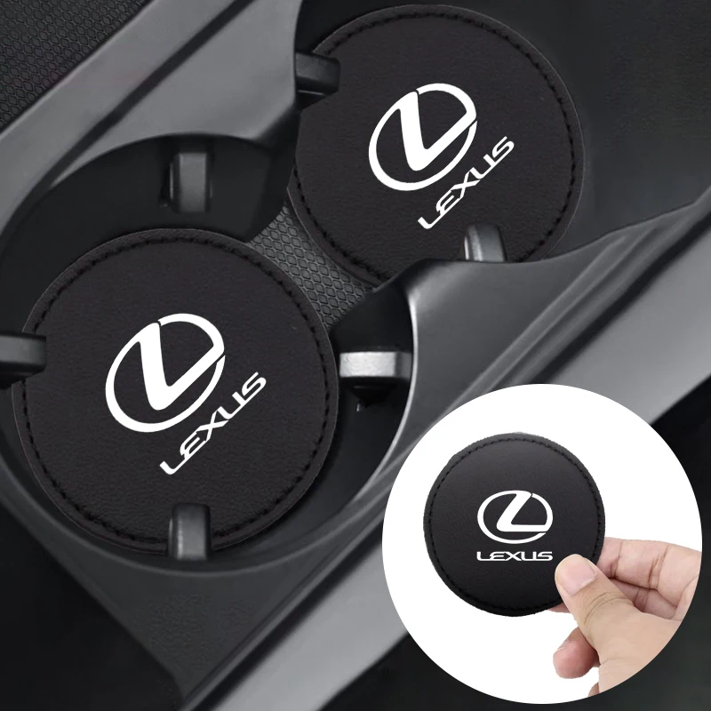 2pcs Leather Car Coasters Water Cup Mat Non-slip Pad For Lexus F SPORT ES RX NX LS UX LM LX GX LC RZ IS CT GS RC HS SC Accessory