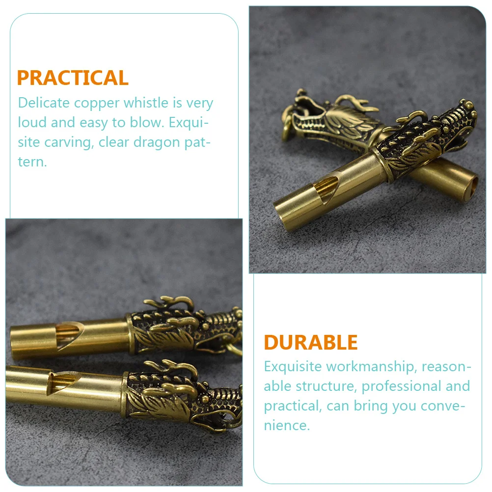 صافرة الطوارئ النحاس المفاتيح تصميم التنين المعقد قوية صفارة إنقاذ الصوت للمشي لمسافات طويلة الصيد الصيد والحيوانات الأليفة