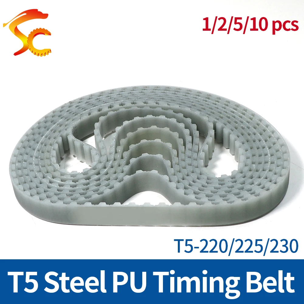 

ONEFIRE T5 steel polyurethane wire timing belt T5 220/225/230 Trapezoidal tooth belt Width 6/10/15/20mm PU Timing Belt