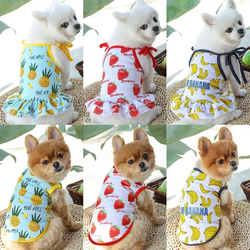 Sweet Pet Dog Couple Wear Summer Cool Puppy Clothes for Small Dogs Poodle Pug Dress Vest Shirt Dog Clothing T-shirt Bitch Skirt