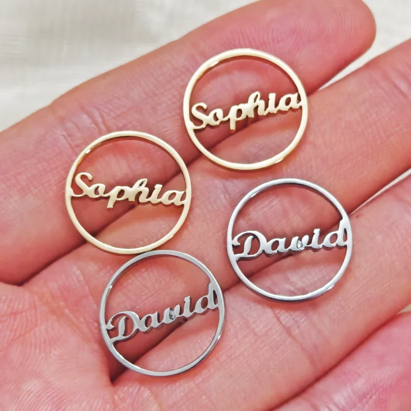 

Customized circular name earrings, stainless steel in three colors, women's Valentine's Day gifts, jewelry gifts