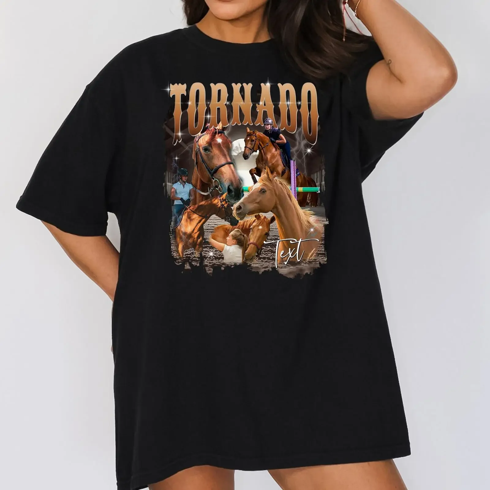 Custom Horse T shirt long sleeve sweaT hoodie gift Personalized 90s Texas mom cowgirl your own vintage Washed