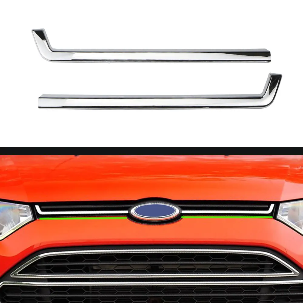 2Pcs Car Front Grille Decoration Cover Front Logo Side Decoration Trim Sticker for Ford Ecosport 2012 - 2017 ABS Chrome Acc - view 5