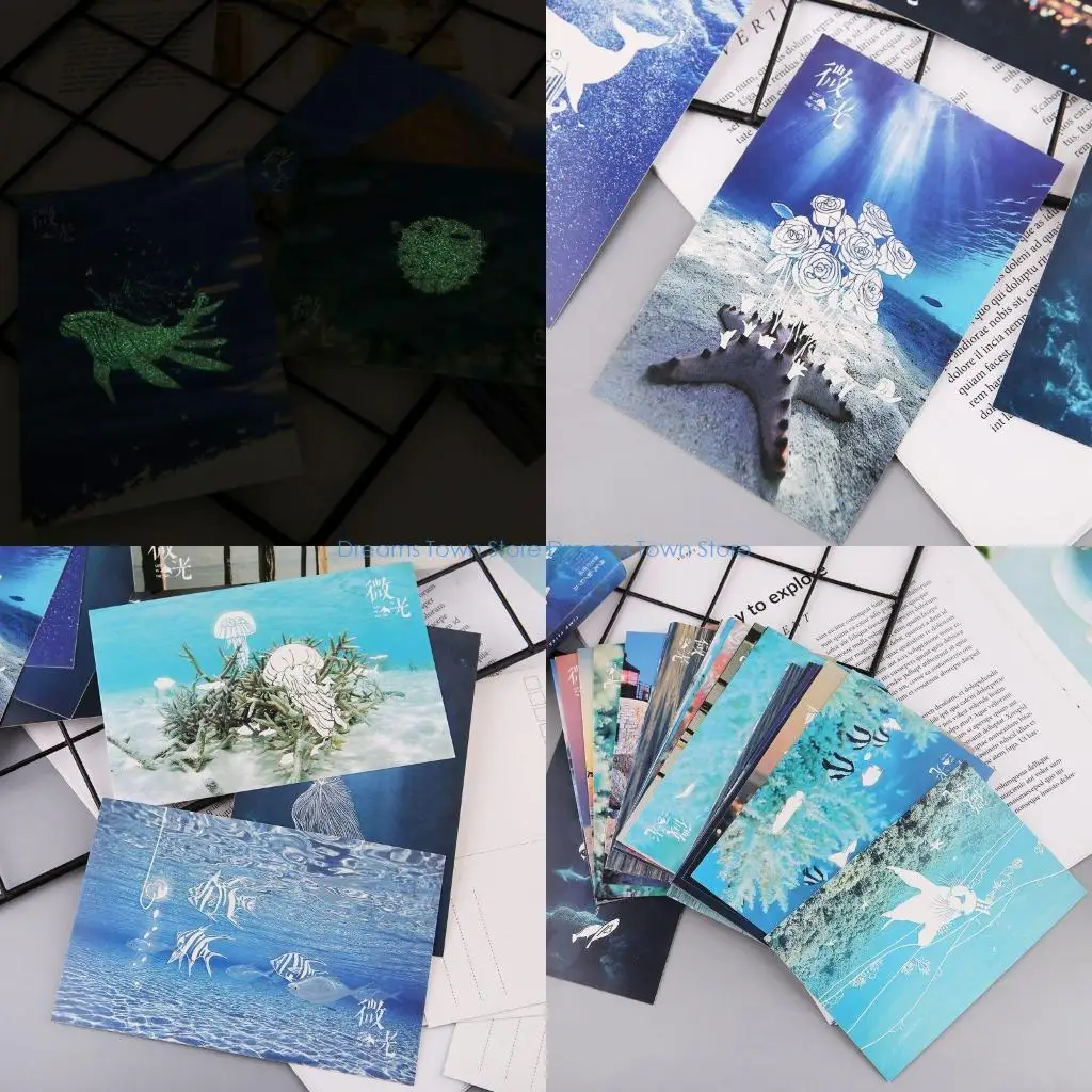 

HX6A Ocean Themed Postcard Greeting Cards Light up for Men Women Kid