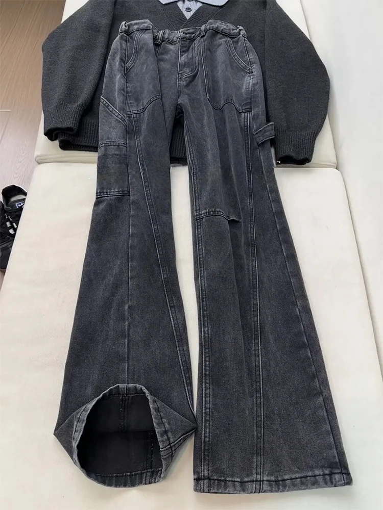 

Men's Workwear Sle Micro Flare Denim Jeans Straight Leg High Street Slimming Waed Woout Design Casual Everyday Pants