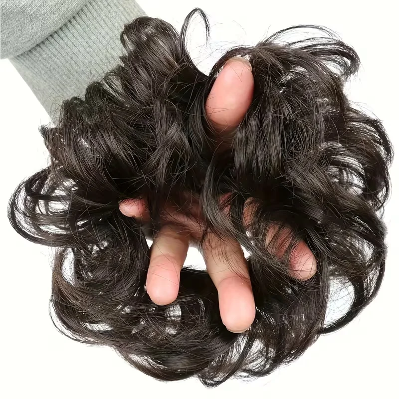 Short Curly Human Hair Buns Messy Bun Donuts for Women Heat Stylable Clip In Voluminous Fake Hair Pieces Easy No Sew Hair Extensions