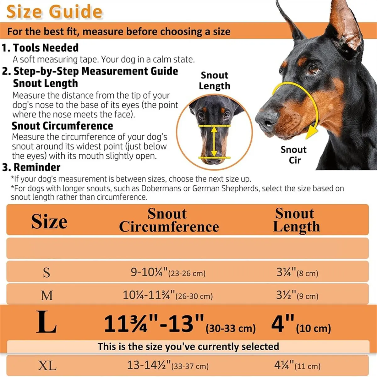 AA14 Dog Muzzle, Basket Muzzle for Biting, Chewing and Scavenging, Humane Cage Mouth Cover L