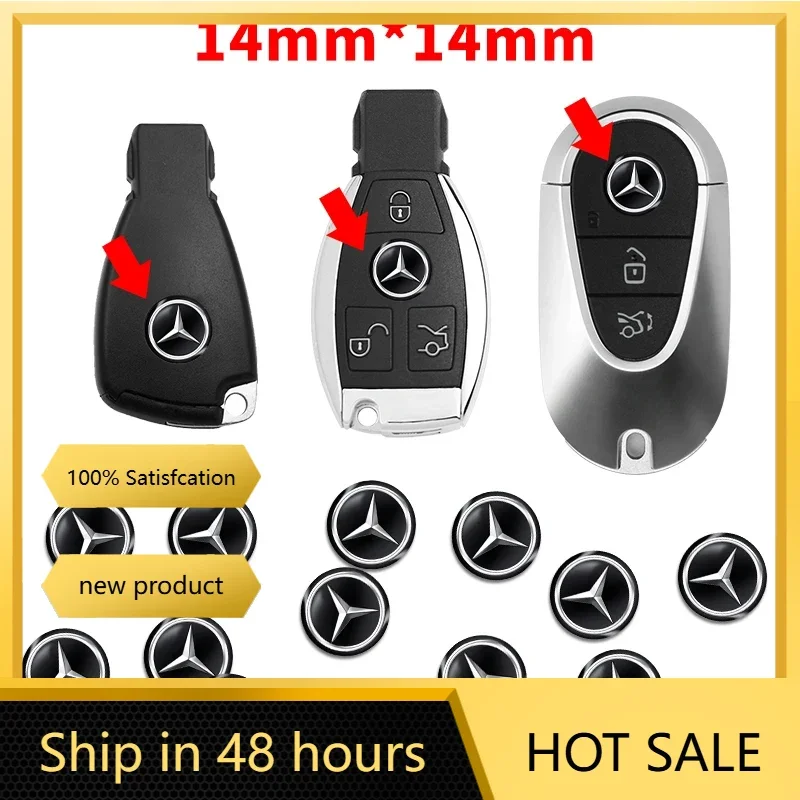 

，14mm Car Key Badge Emblem Replacement Car Key Stickers For Mercedes Benz A B C E S class GLA GLC CLA GLK GLE W204 W203 W212 W17