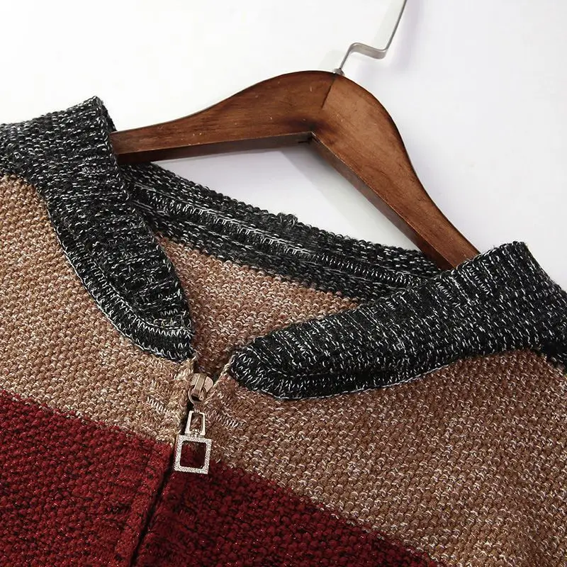 Autumn and Winter Women's Fashion Hooded Colorful Splice Casual Zipper Cardigan Elegant Commuter Loose Korean Versatile Tops