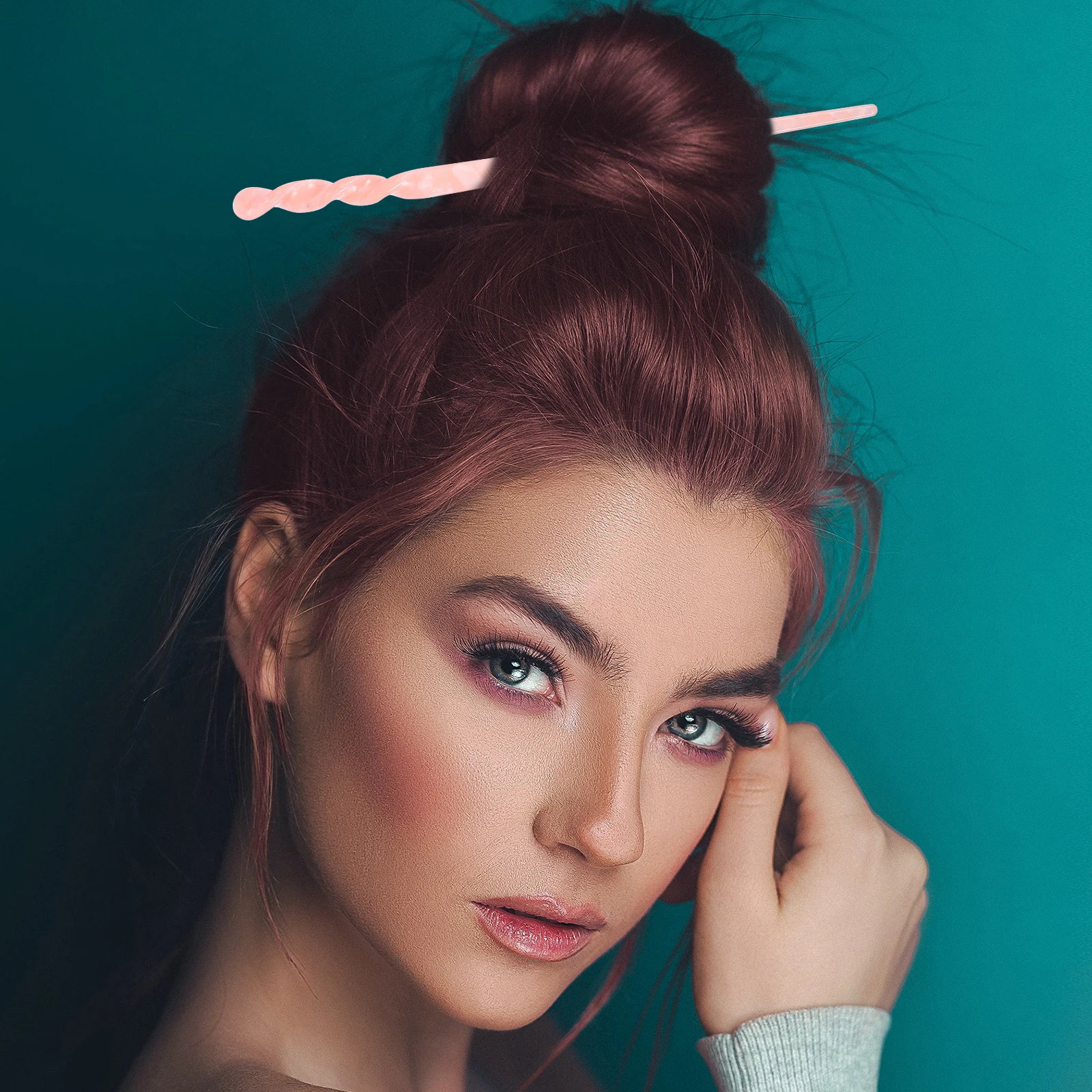 

2 Pcs Marble Hairpin Chinese Chopsticks for Updo Hairpiece Block Women Wear Hairpins Decorative Ancient Style