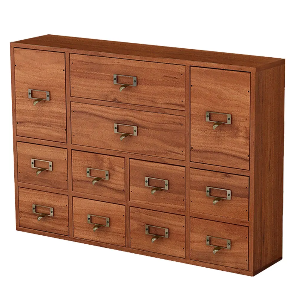

12 Drawer Desk Drawer Organiser with Label Slot & Metal Handle Small Stationery Storage Rack for Bedroom Organization Storage