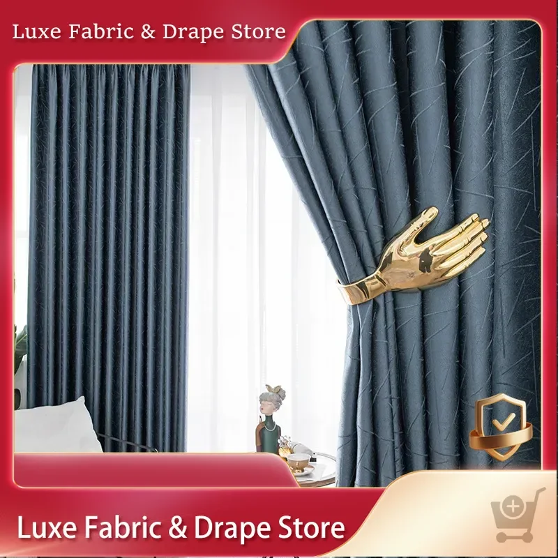 

Curtains for Living Dining Room Bedroom Nordic Luxury Simple Thickened High Shading Diamond Strip Gloss Cotton Custom Shading