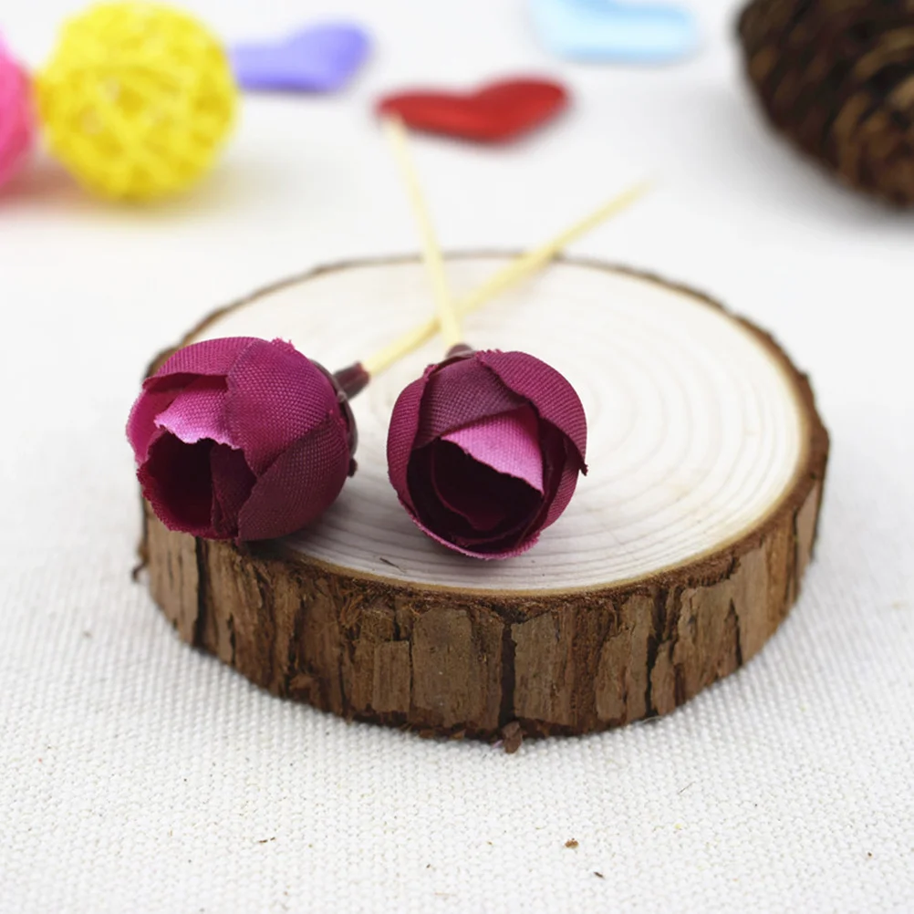 

40 Pcs Fruit Sign Fork Cake Picks Disposable Creative Rose Forks Party Supplies Wooden