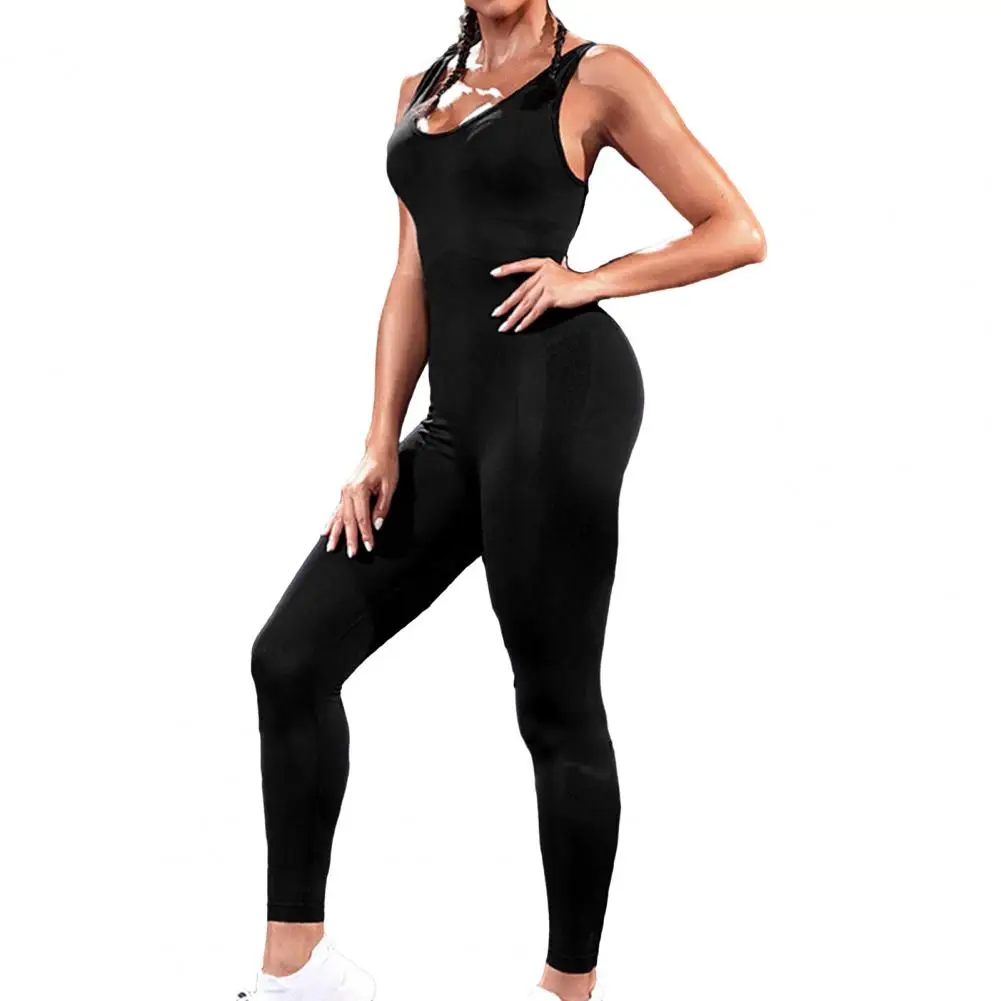 Tuta sportiva da donna tuta da palestra Sexy da Yoga da donna con scollo a U senza maniche con incrocio sul retro pagliaccetto abbigliamento Fitness