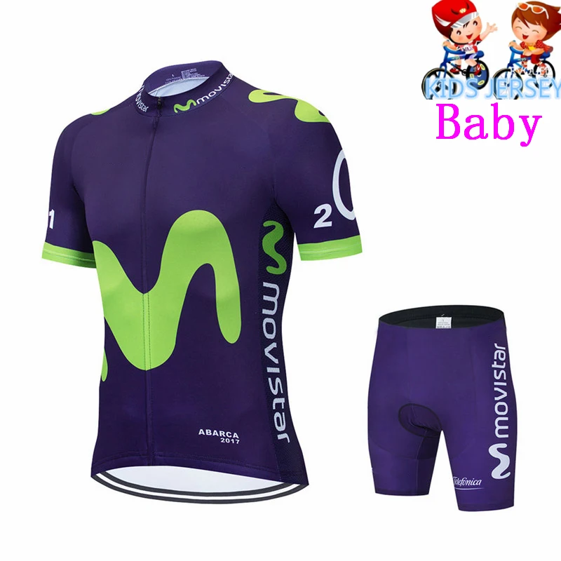 

Movistar Kids Cycling Jersey Set Shorts Children Bike Clothing Breathable Quick Dry Boys Summer Bicycle Wear Maillot Ciclismo