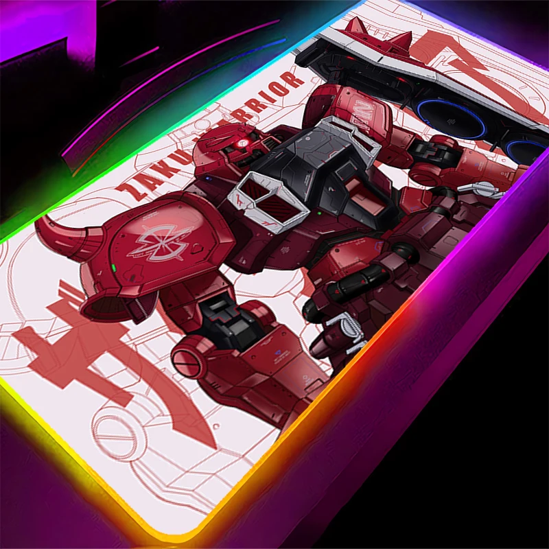 

LED Thickened gaming Mouse Pad Anime Mechanical Warrior G-gundam Z-zaku II Computer Keyboard Pad RGB backlight Extended mousepad