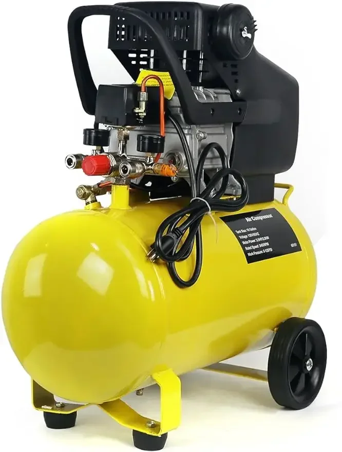 3.5HP Portable 10 Gallons Air Compressor Tank Ultra Quiet Horizontal Tank Adjustable Pressure with Built-in Wheel