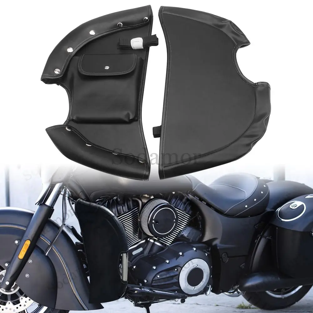 2Pcs Highway Crash Bar Lowers Chaps Leg Warmer Wind Deflectors Engine Guard Bags For Indian Chief Vintage Chieftain 14-25  Parts