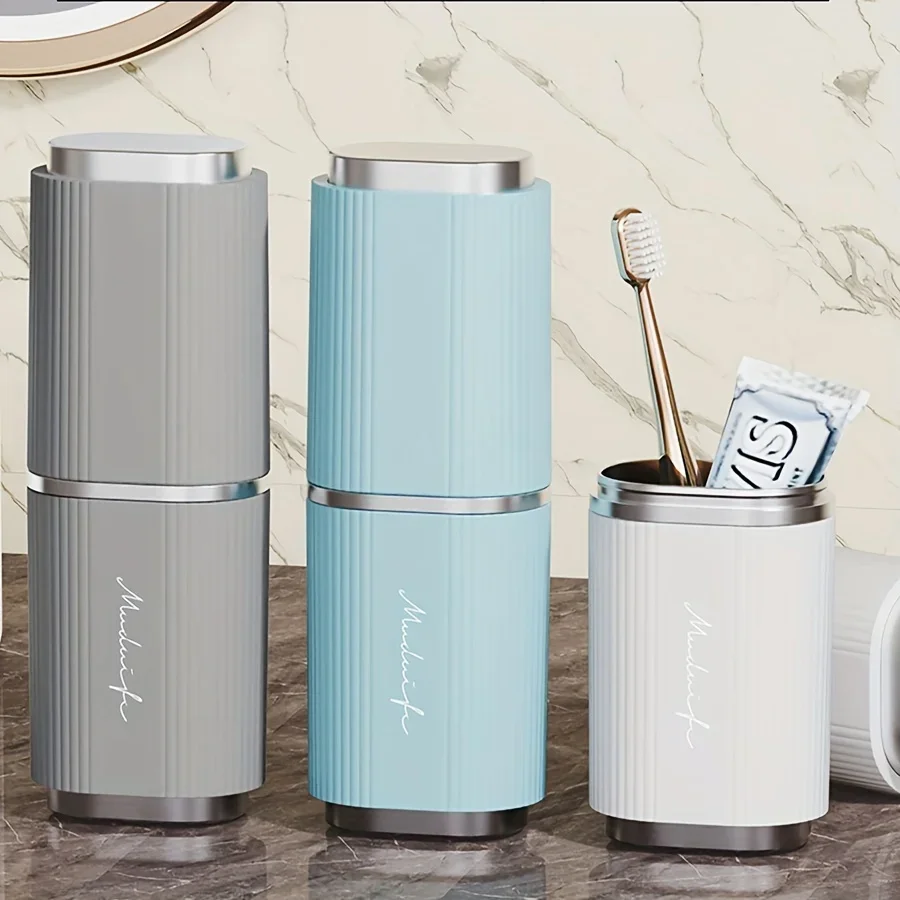 1 صندوق تخزين فرشاة الأسنان المحمول، علبة فرشاة الأسنان للسفر، علبة معجون الأسنان البلاستيكية، كوب غسول الفم لرحلة العمل